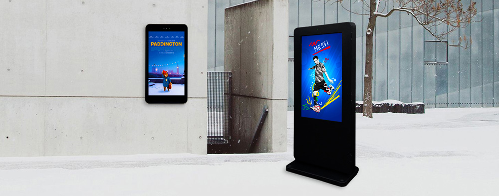 Wall mount and freestanding outdoor digital signage displays